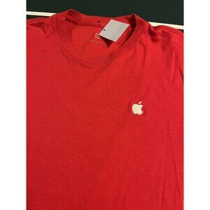 Apple Store Employee Uniform Red Embroidered Logo T-Shirt Tee LARGE iPhone Mac